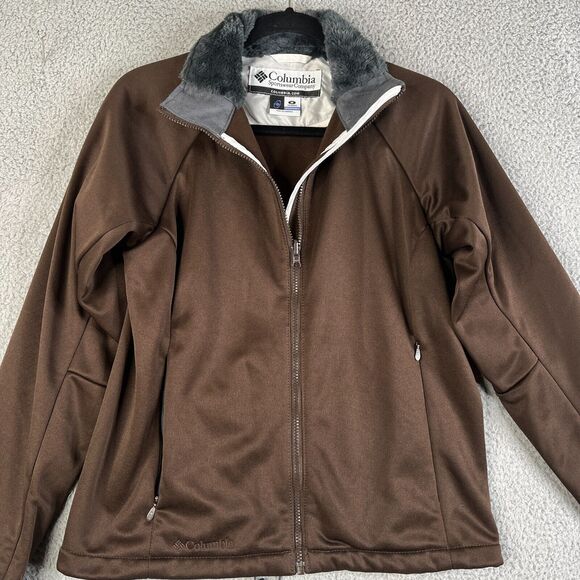 Columbia Interchange Jacket Women Medium Brown Faux Fur Collar Full Zip Gorpcore - Picture 3 of 14